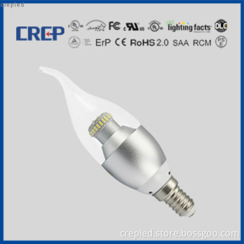 2700K Ra80 dimmable Erp ul led candle light 6w 550lm